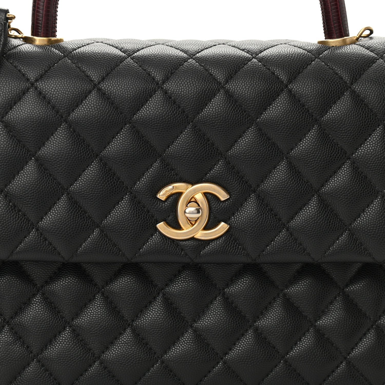 Chanel Caviar Lizard Quilted Medium Coco Handle Flap Black 8 of 10
