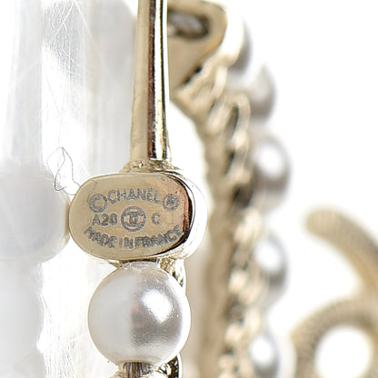 Chanel Pearl Charms CC Hoop Earrings Gold 4 of 5