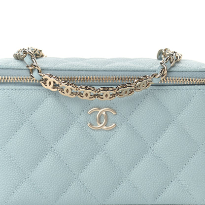 Chanel Caviar Quilted Small Tiny CC Vanity Case With Chain Light Blue 8 of 11