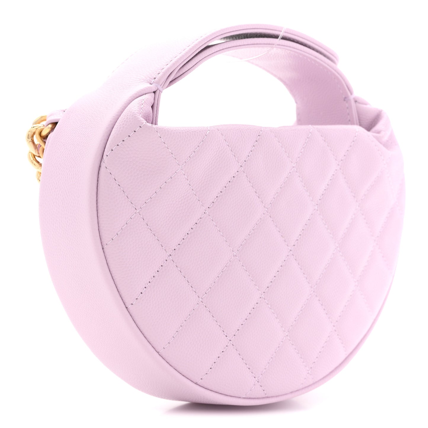 Shiny Caviar Quilted Bow Pouch Hobo Light Purple