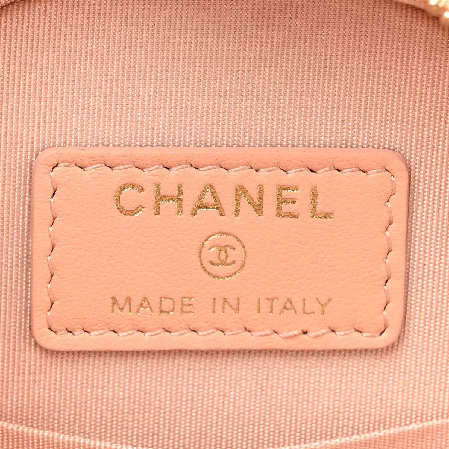 Chanel Calfskin Quilted Pearl Round Clutch With Chain Pink 6 of 10