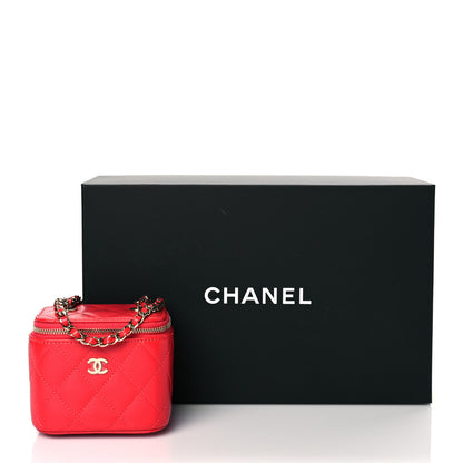 Chanel Caviar Quilted Mini Vanity Case With Chain Red 12 of 12