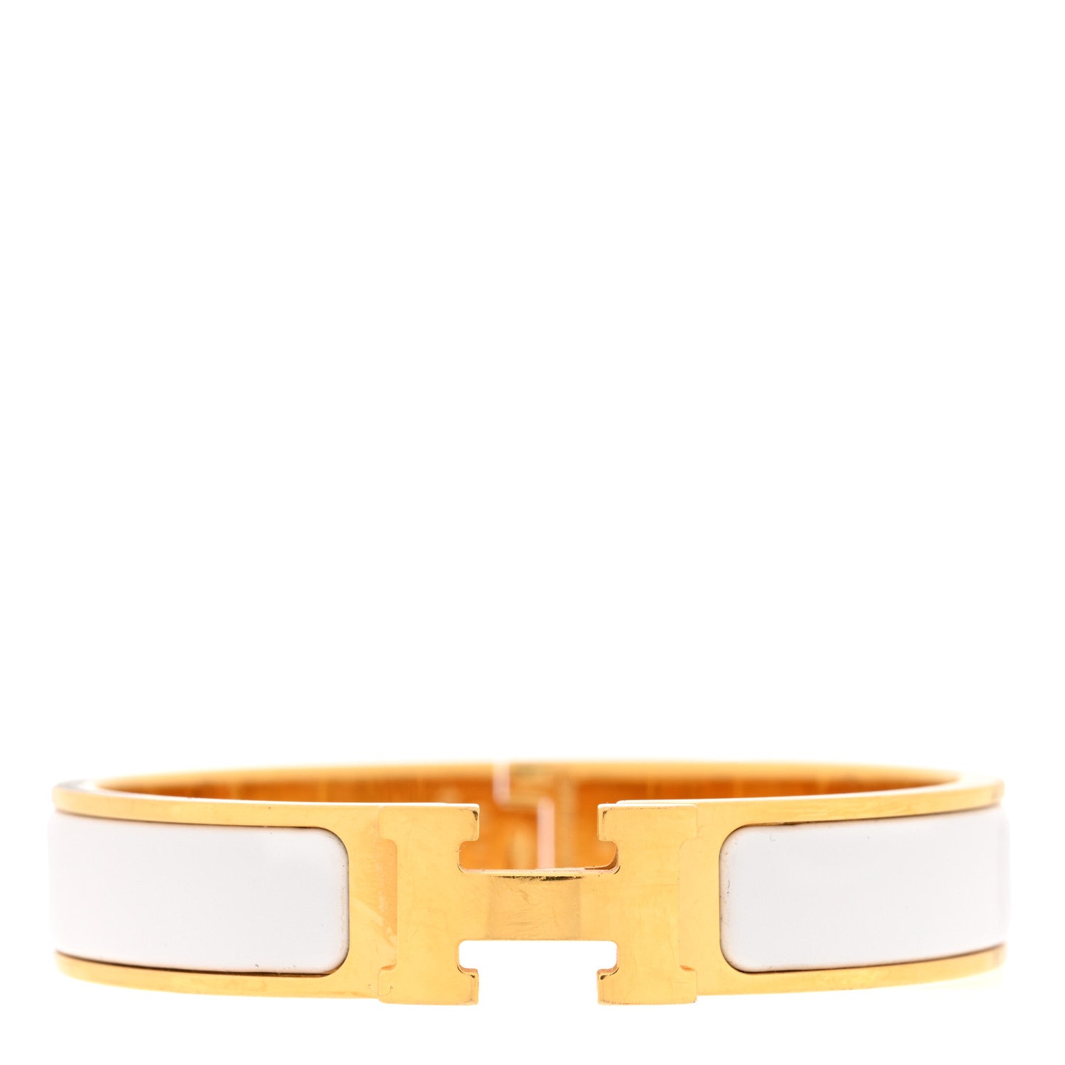 Hermes Enamel Narrow Clic Clac H Bracelet PM White 1 of 5