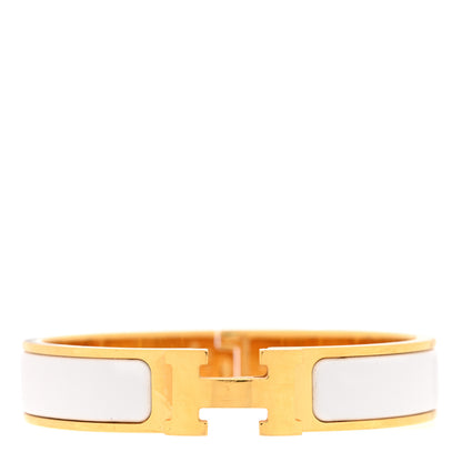 Hermes Enamel Narrow Clic Clac H Bracelet PM White 1 of 5
