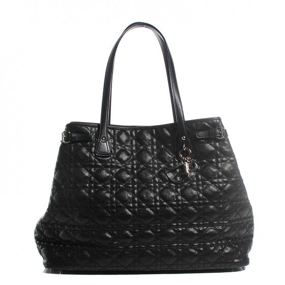 Christian Dior Coated Canvas Cannage Medium Panarea Tote Black 1 of 16