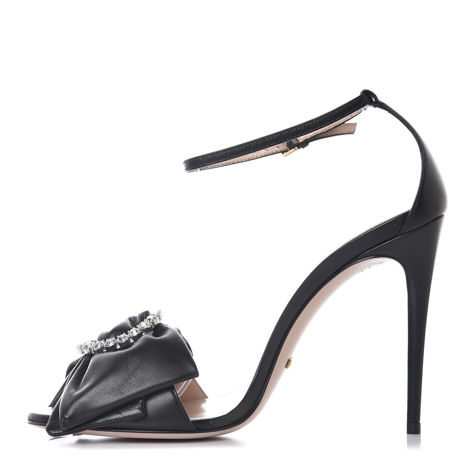 Gucci Nappa Ilse Pleated Bow Sandals 39.5 Black 1 of 9
