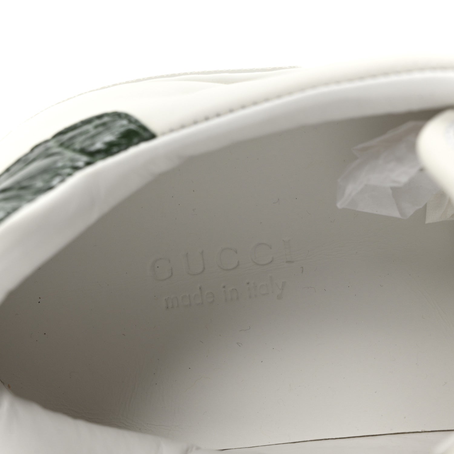 Gucci Calfskin Crocodile Web Womens Ace Sneakers 39.5 White Green 9 of 11