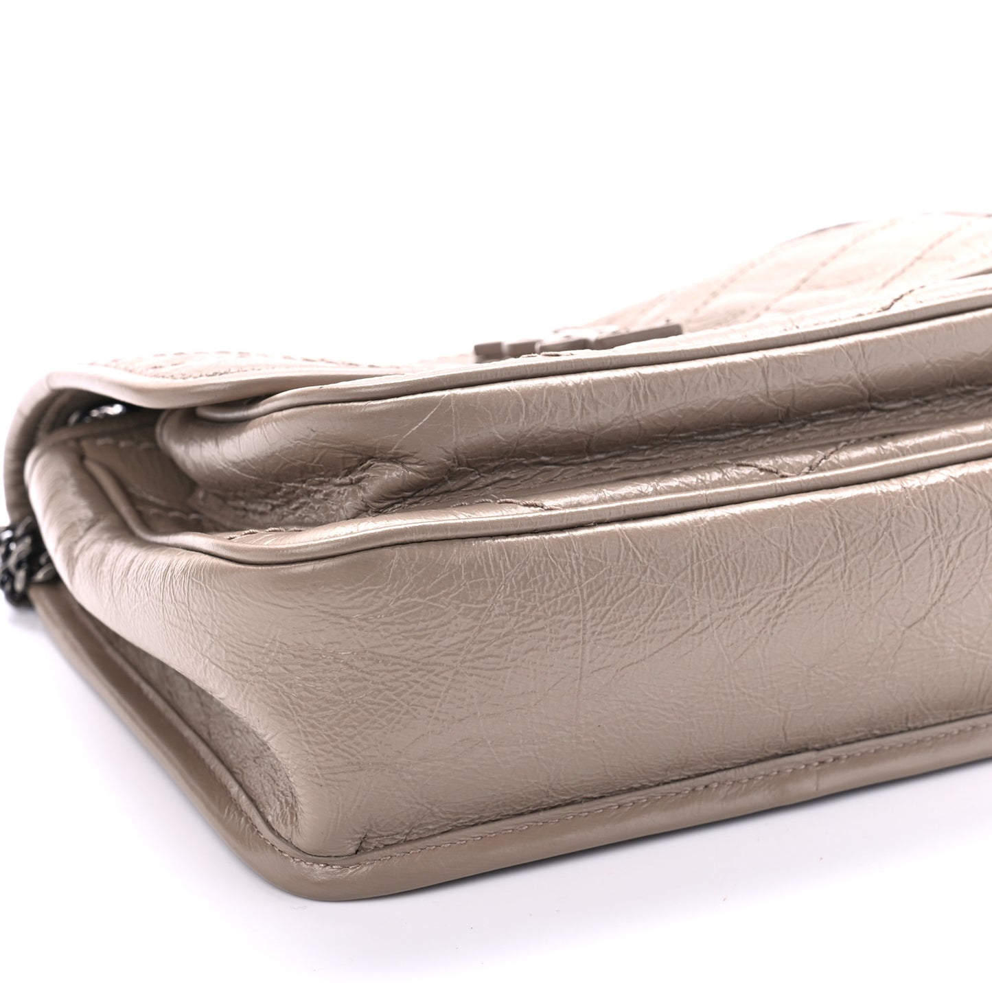 Crinkled Calfskin Matelasse Monogram Baby Niki Chain Satchel Light Taupe