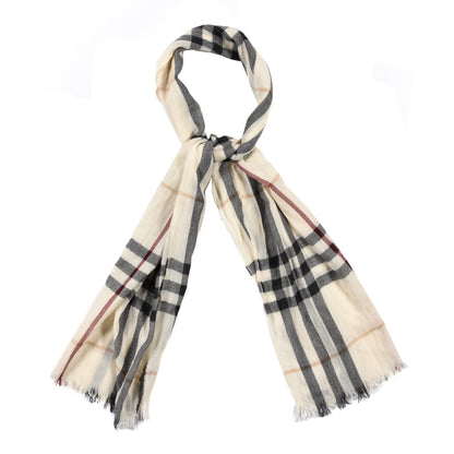 Burberry Wool Silk Gauze Giant Check Lightweight Scarf Stone 1 of 4