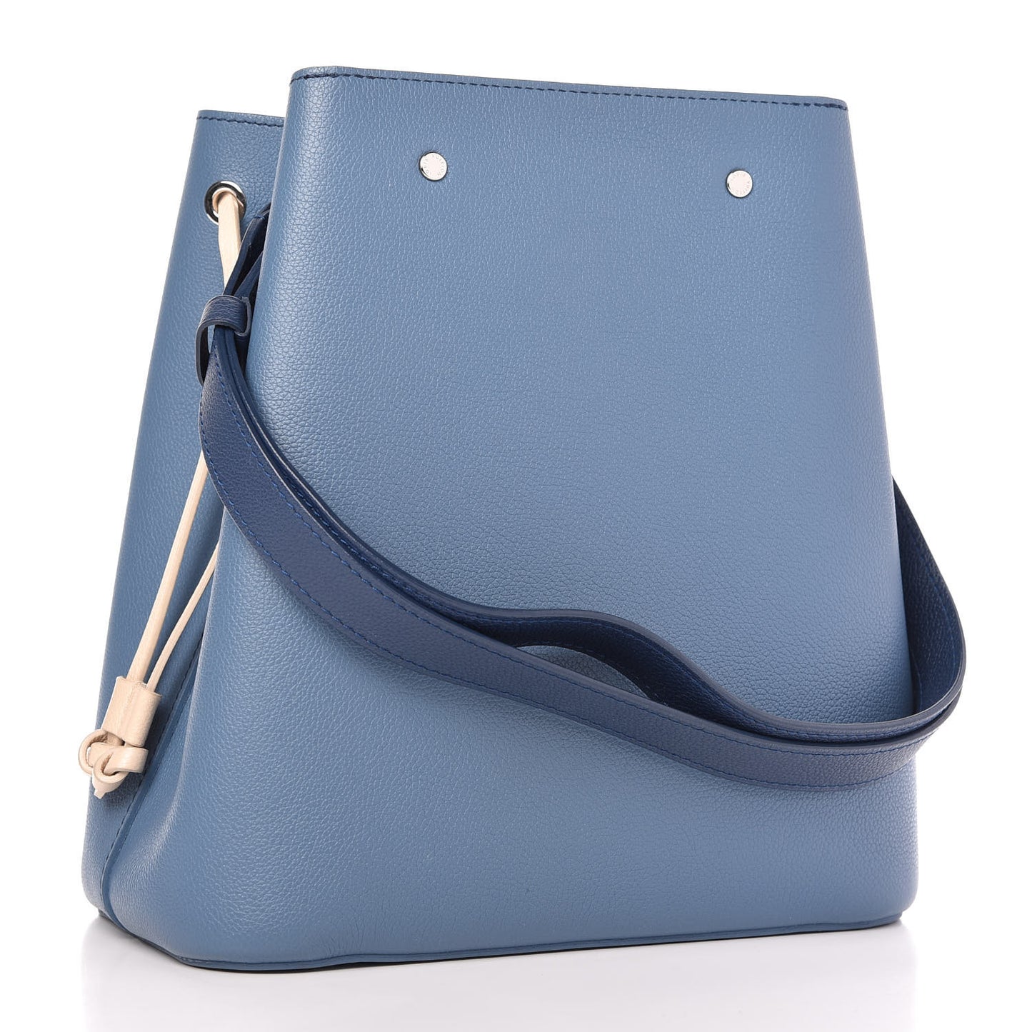 Calfskin Lockme Bucket Blue Jean