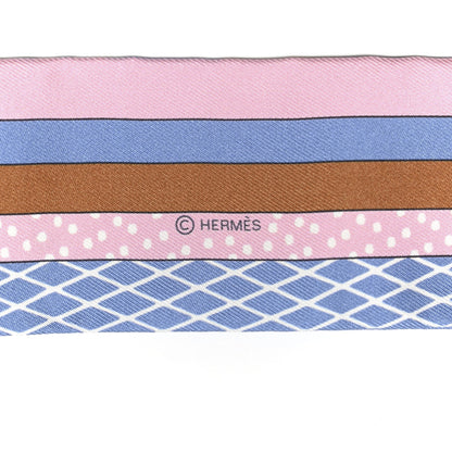 Hermes Silk Twilly Grand Theatre Nouveau Bleu Lavande Rose Vert 3 of 4