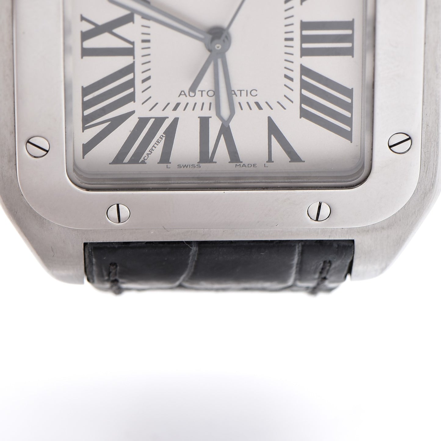 Stainless Steel Alligator 41mm Santos 100 Automatic Watch