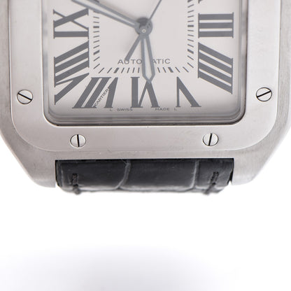 Cartier Stainless Steel Alligator 41mm Santos 100 Automatic Watch 6 of 10