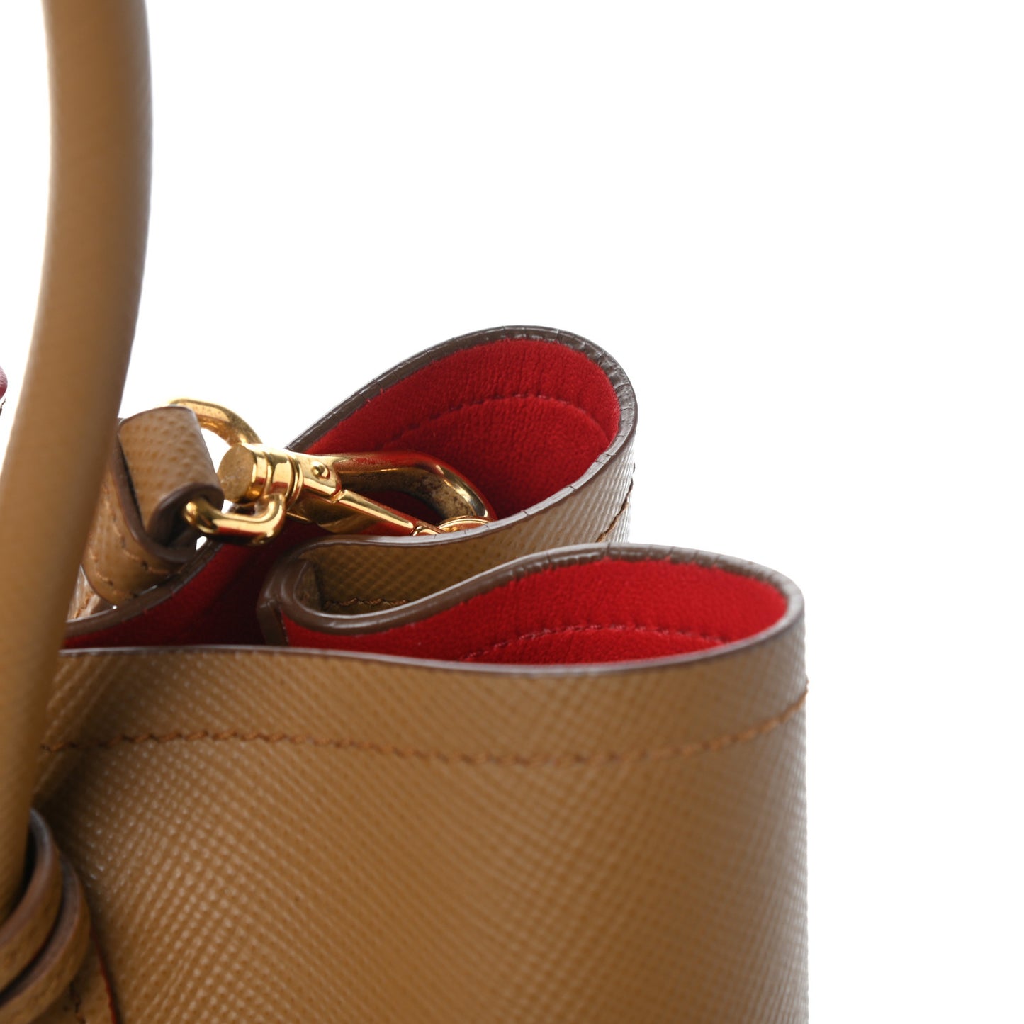 Saffiano Cuir Medium Double Bag Caramel Fuoco