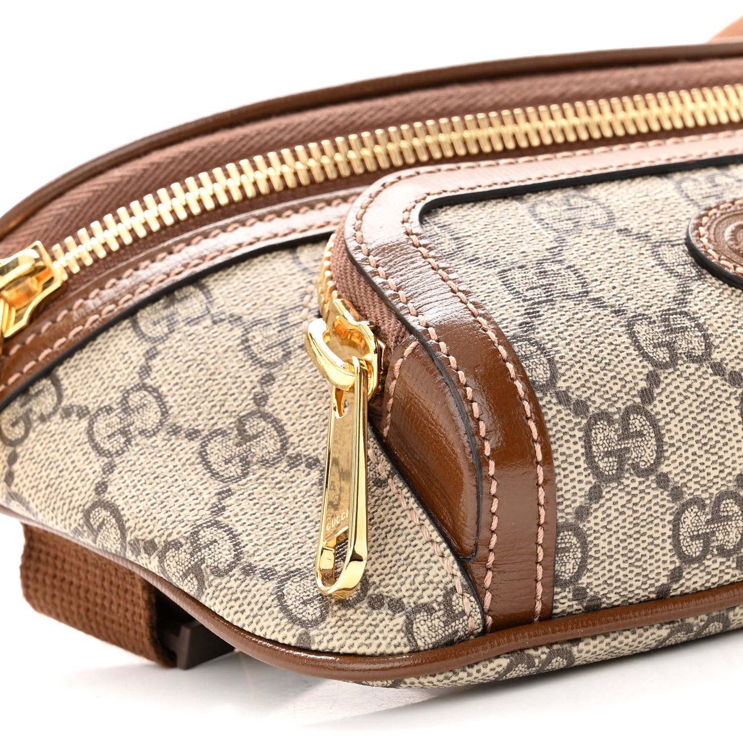 Gucci GG Supreme Monogram Textured Calfskin Retro Interlocking G Belt Bag Beige Ebony Brown Sugar 8 of 9