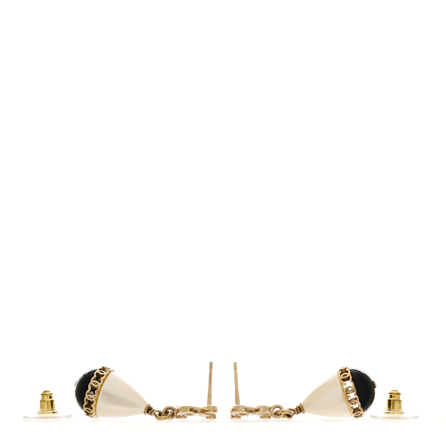 Crystal Pearl CC Fantasy Drop Earrings Gold Black