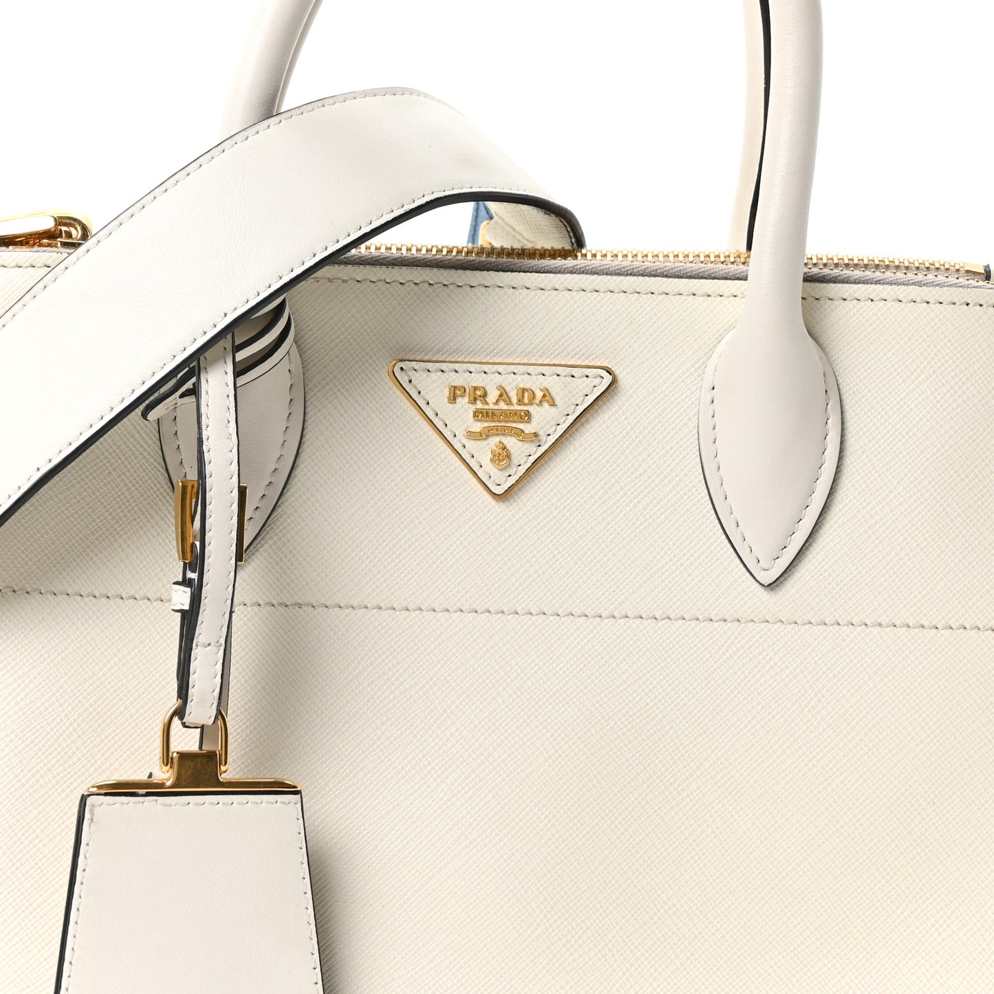 Saffiano City Calfskin Greche Paradigme Bag White