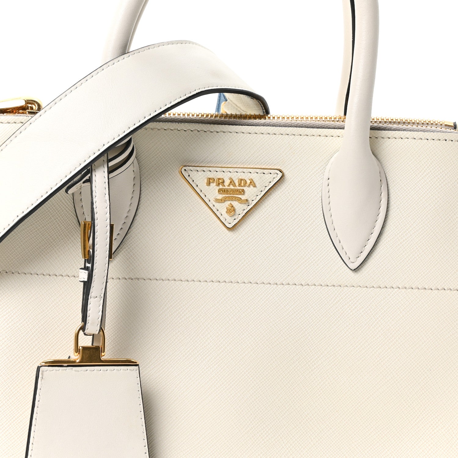 Prada Saffiano City Calfskin Greche Paradigme Bag White 7 of 9