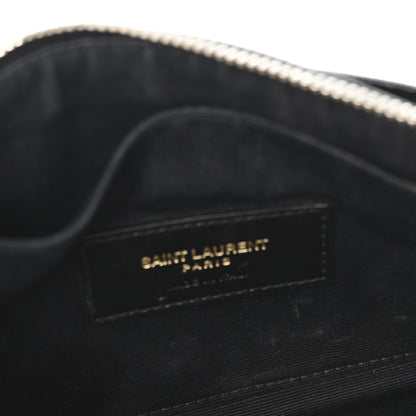 Saint Laurent Grain De Poudre Chevron Monogram Large Bill Pouch Black 5 of 10