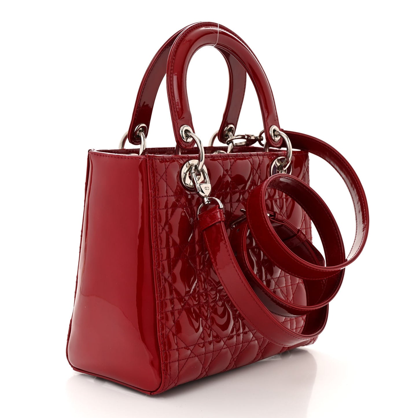Patent Cannage Medium Lady Dior Red