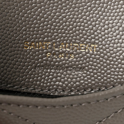 Saint Laurent Grain De Poudre Matelasse Chevron Monogram Compact Wallet Fog 6 of 6