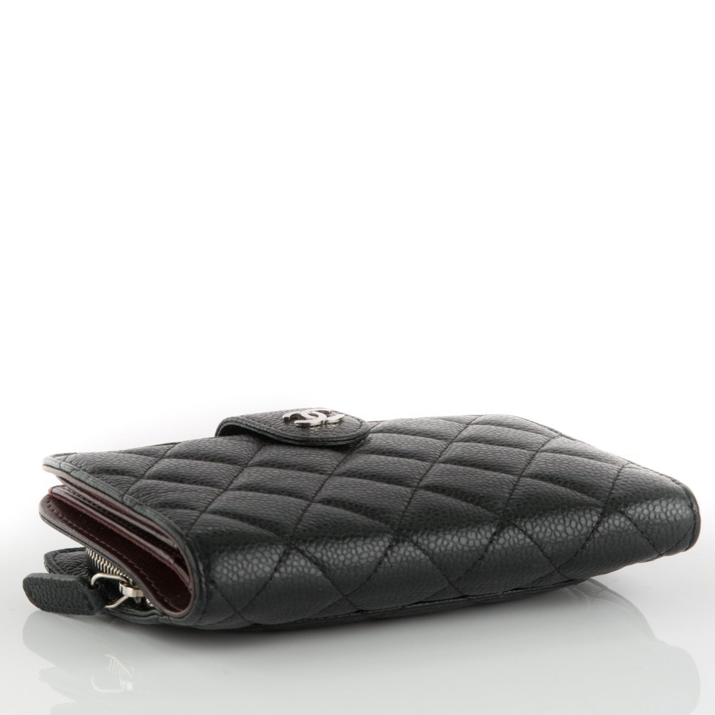Caviar Quilted Zipped Pocket Wallet Black