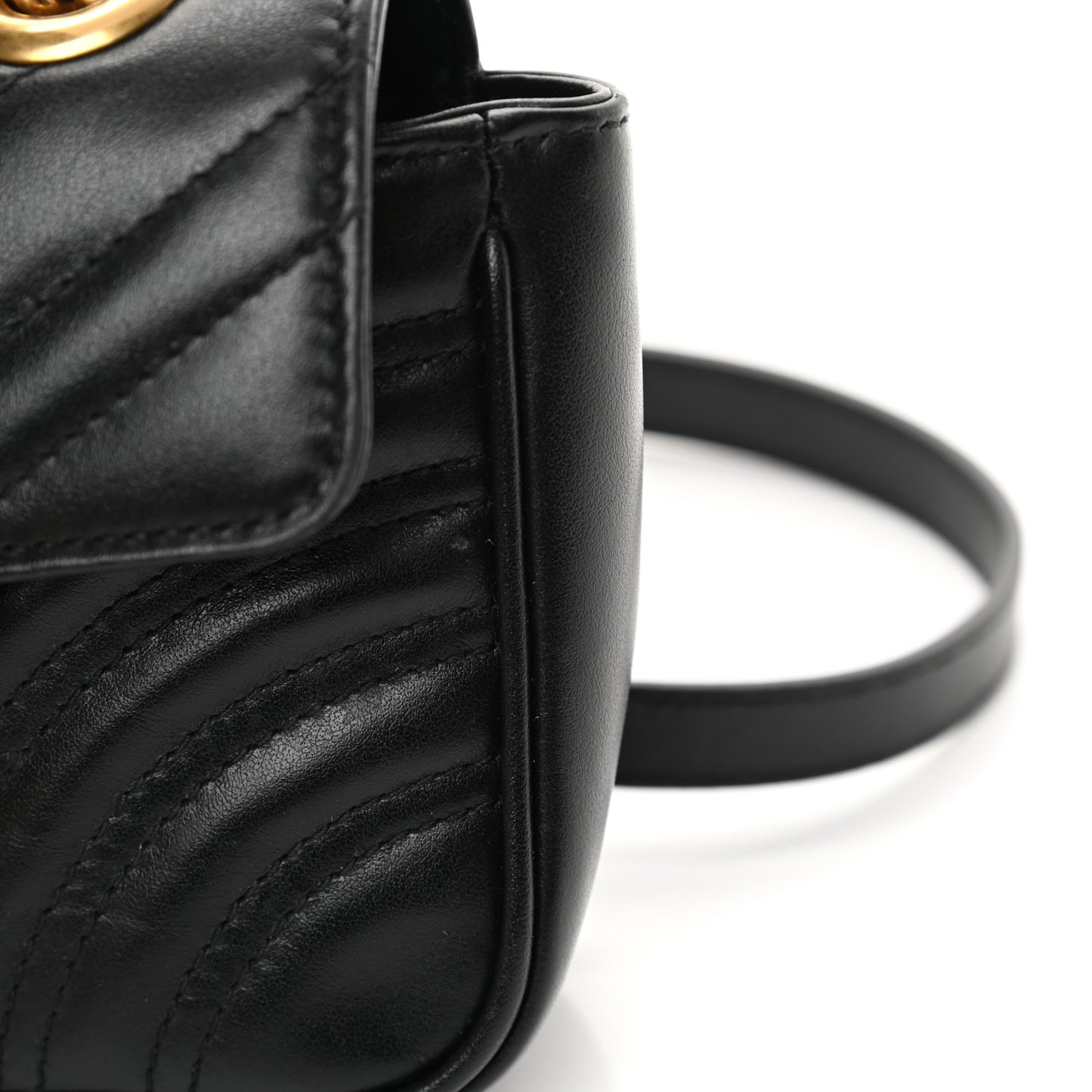 Calfskin Matelasse Mini GG Marmont Shoulder Bag Black