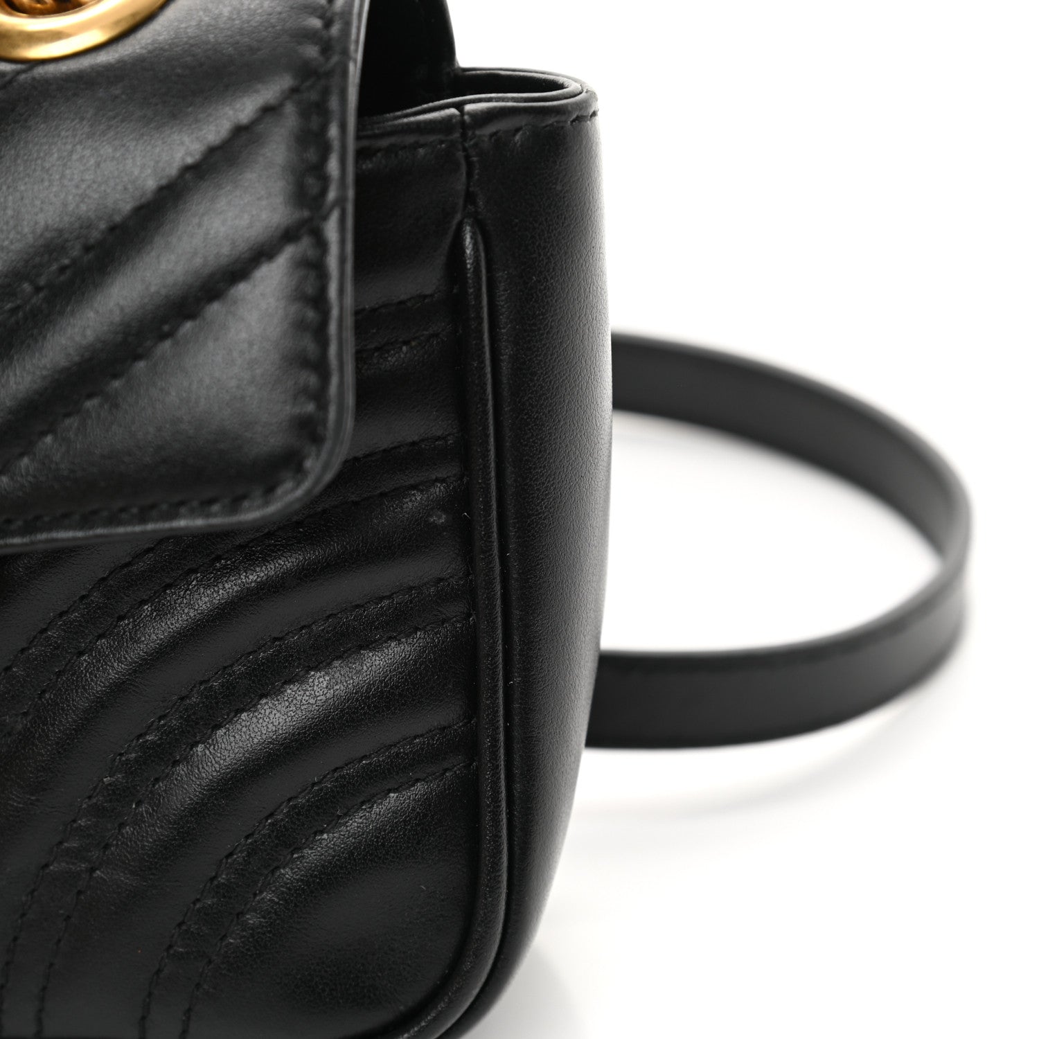 Gucci Calfskin Matelasse Mini GG Marmont Shoulder Bag Black 11 of 12