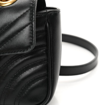 Gucci Calfskin Matelasse Mini GG Marmont Shoulder Bag Black 11 of 12