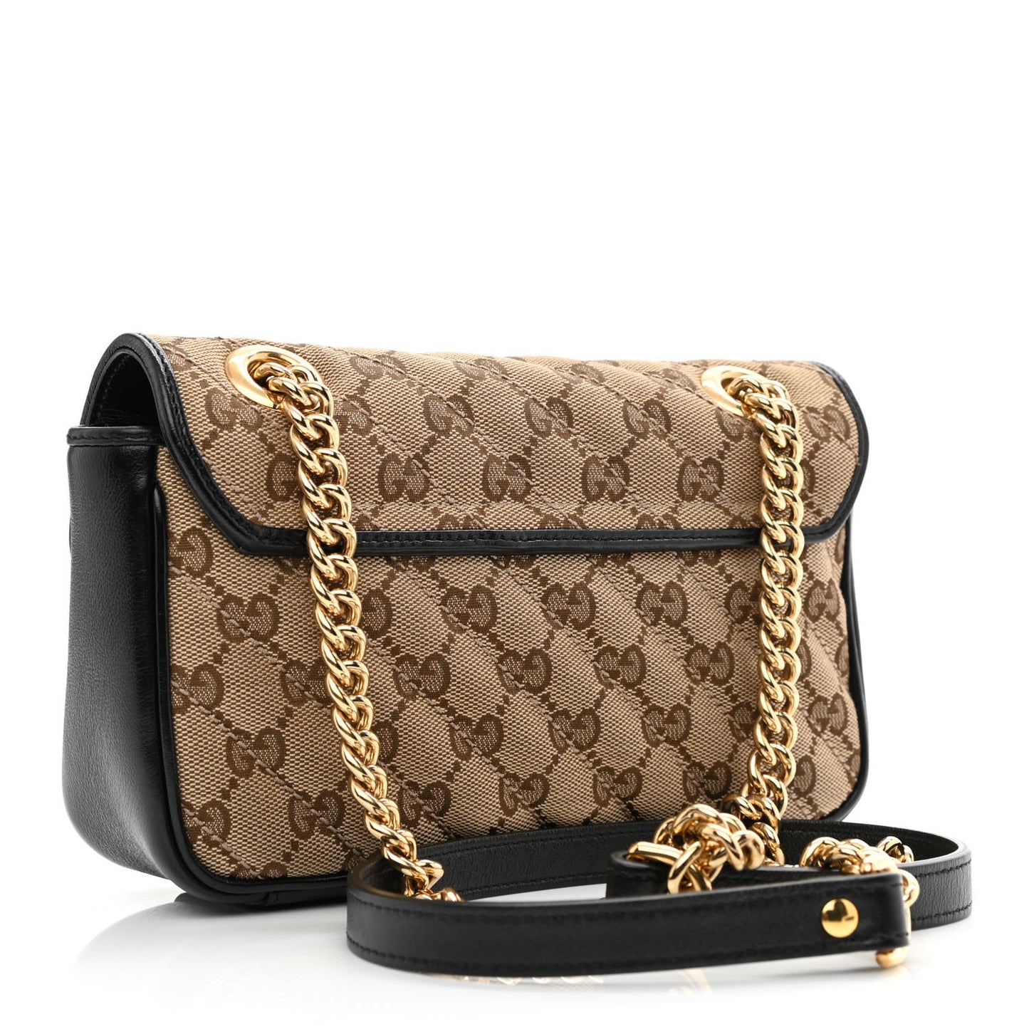 Monogram Matelasse Diagonal Mini GG Marmont Shoulder Bag Beige Black