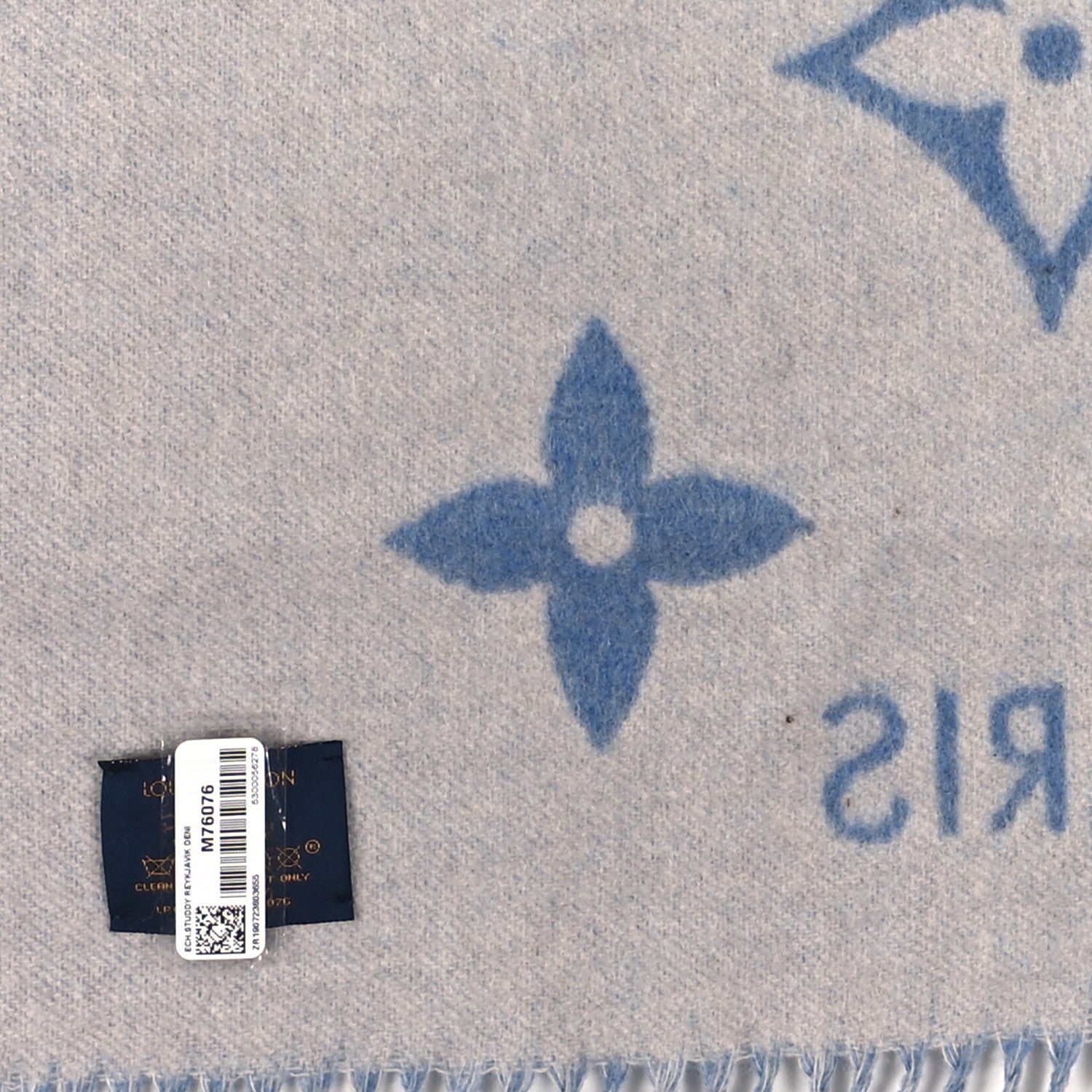 Louis Vuitton Cashmere Monogram Studdy Reykjavik Scarf Denim 3 of 3