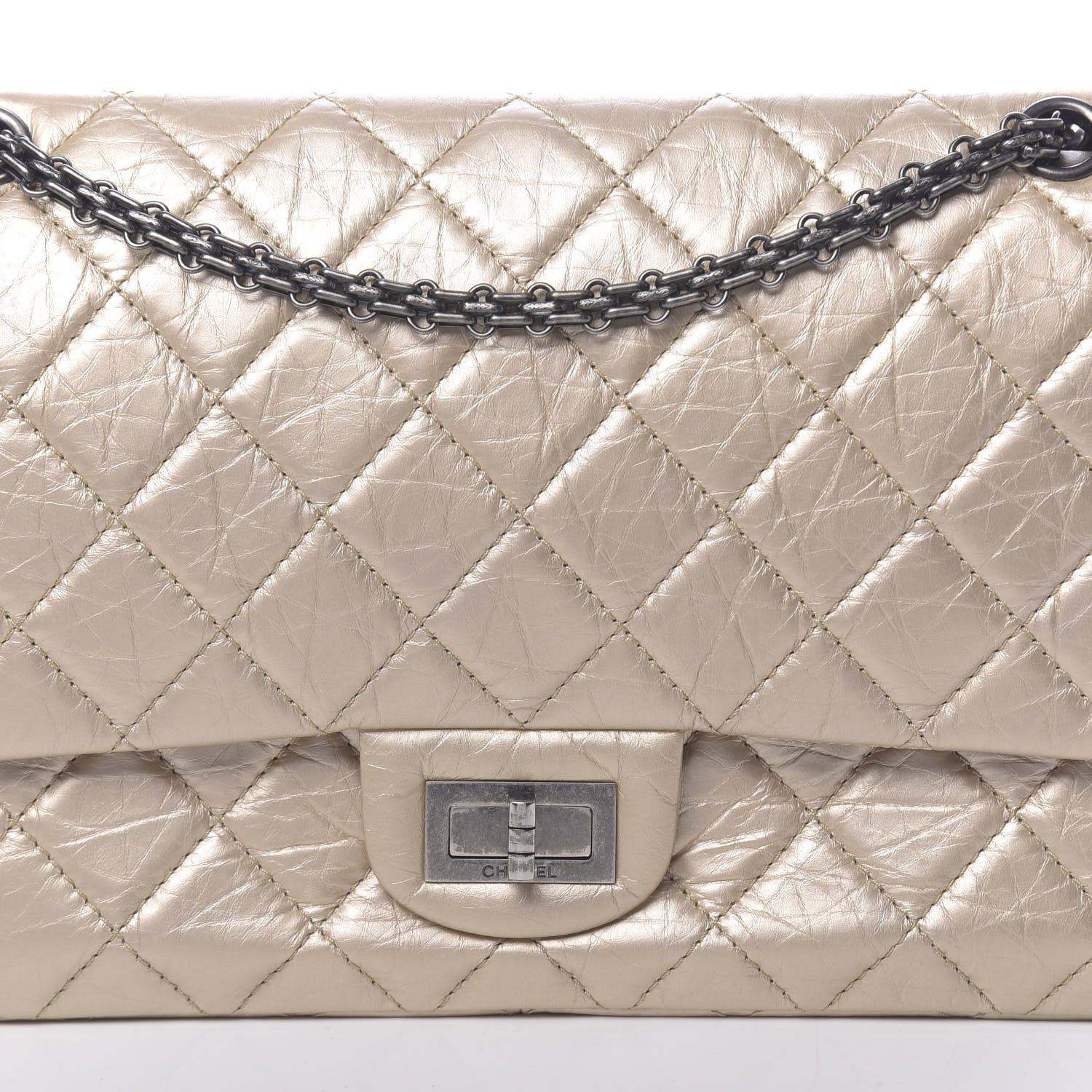 Chanel Metallic Aged Calfskin Quilted 2.55 Reissue 227 Flap Light Gold 10 of 10