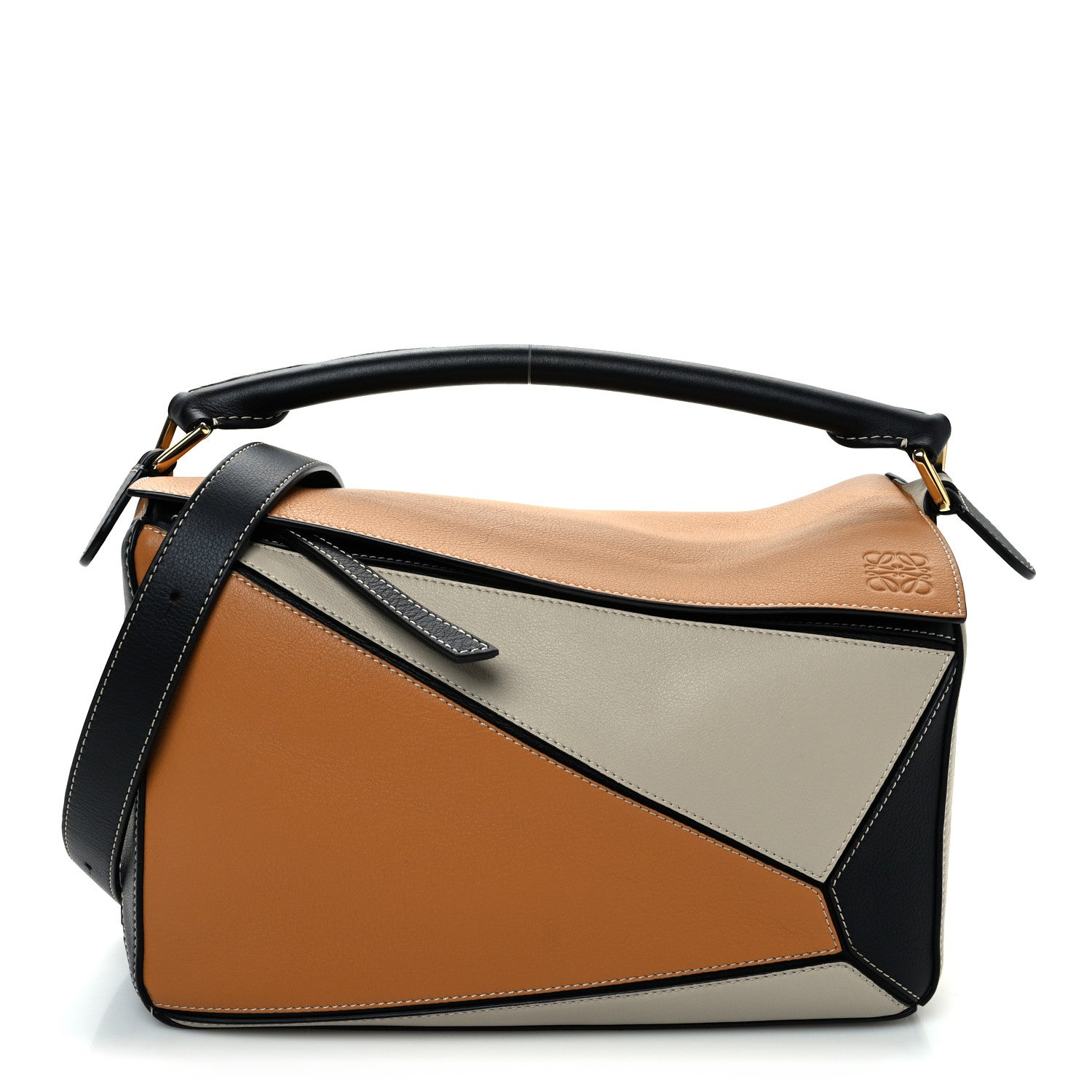 Loewe Grained Calfskin Medium Puzzle Bag Amber Light Oat 1 of 10