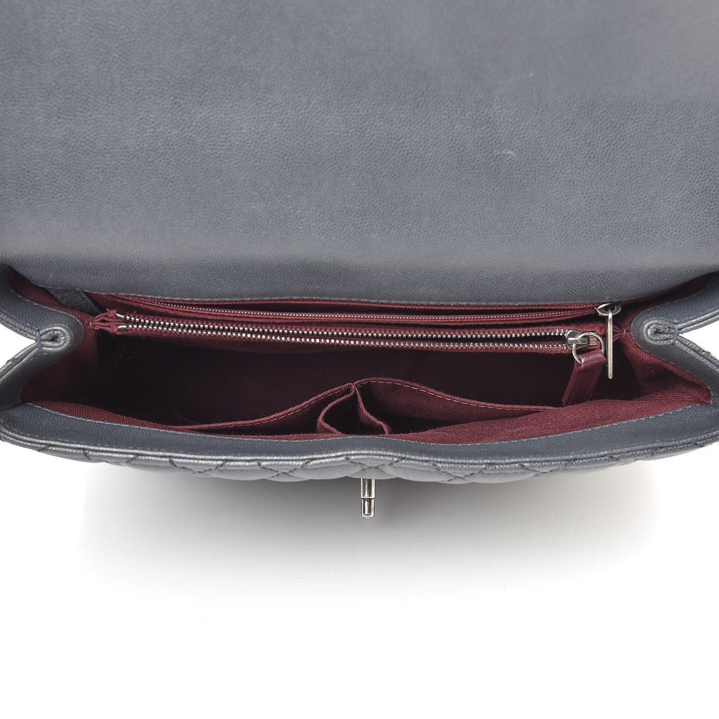 Caviar Quilted Large Coco Handle Flap Grey