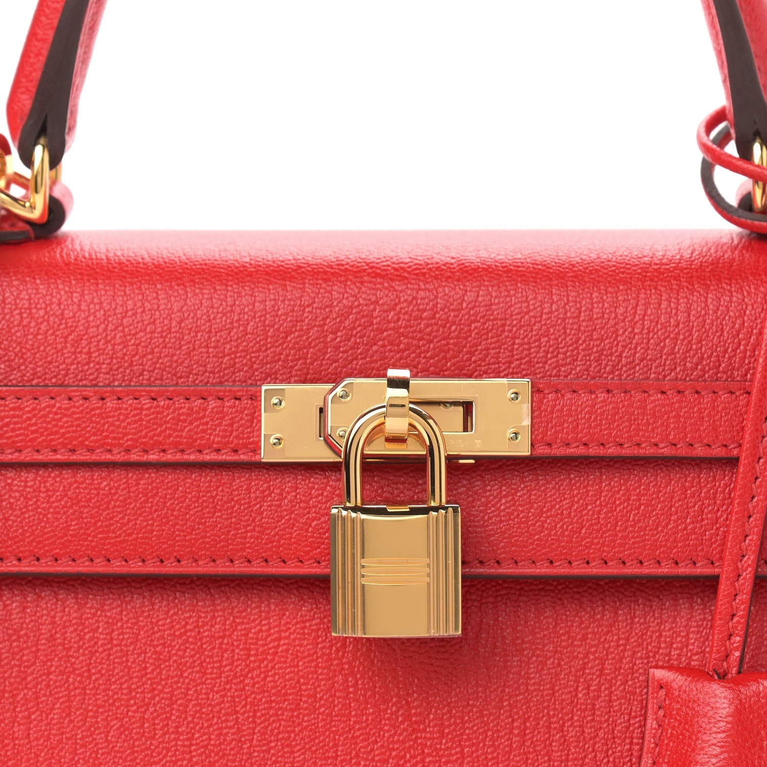 Hermes Chevre Mysore Horseshoe Kelly Sellier 25 Rouge De Coeur Gold 8 of 10