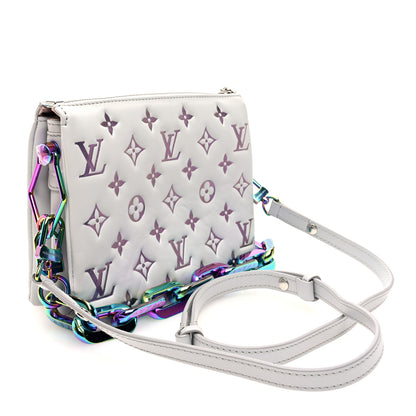 Louis Vuitton Lambskin Embossed Monogram LV Ski Coussin BB Gray 3 of 11