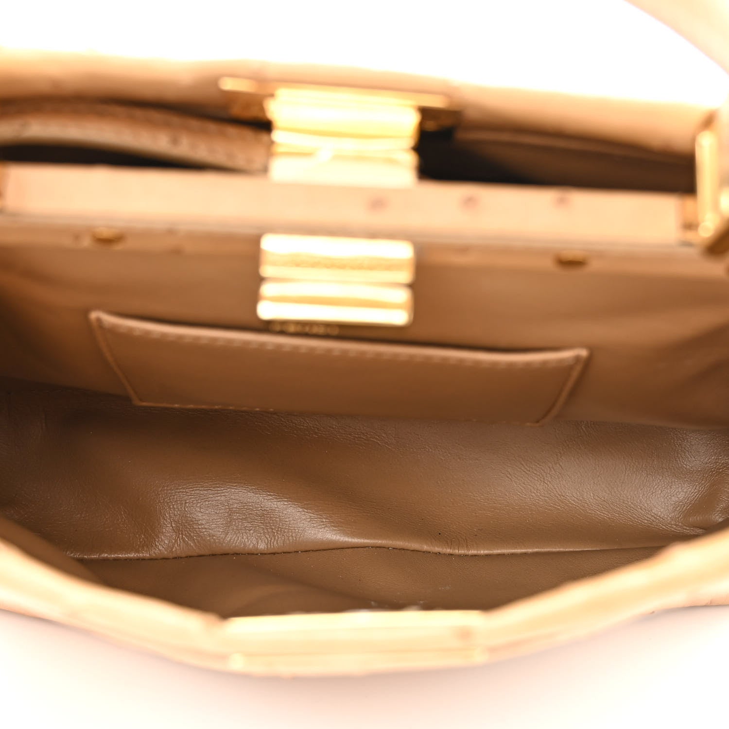 Fendi Ostrich Shiny Nappa Mini Peekaboo Iconic Satchel Cuoio 5 of 12
