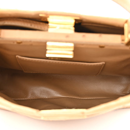 Fendi Ostrich Shiny Nappa Mini Peekaboo Iconic Satchel Cuoio 5 of 12