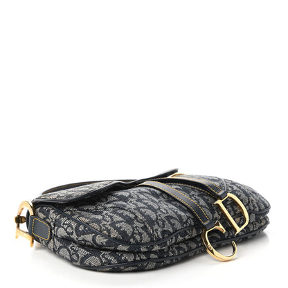 Christian Dior Monogram Double Saddle Bag Navy Blue 4 of 11