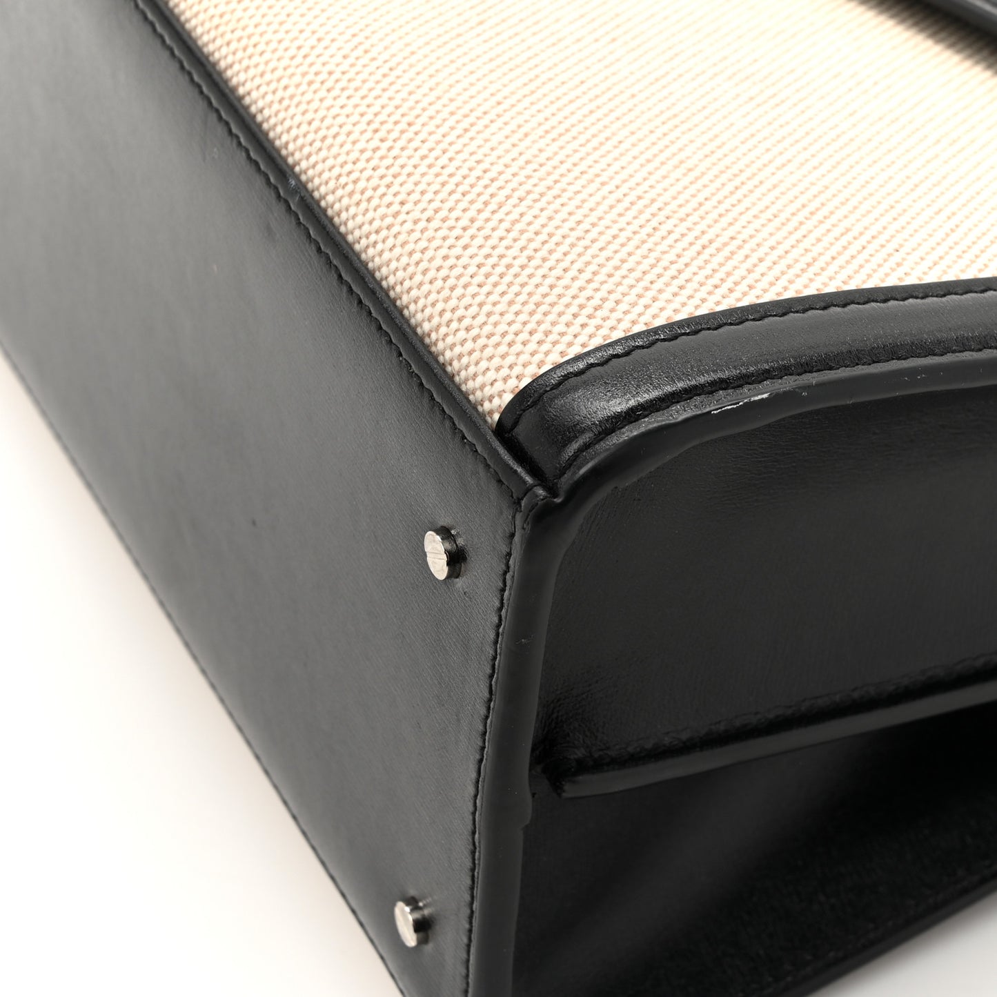 Canvas Calfskin Medium Classic Monogram Cassandra Top Handle Natural Black