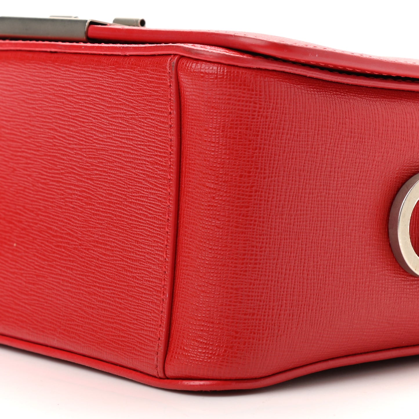 Calfskin Binder Clip Bag Red