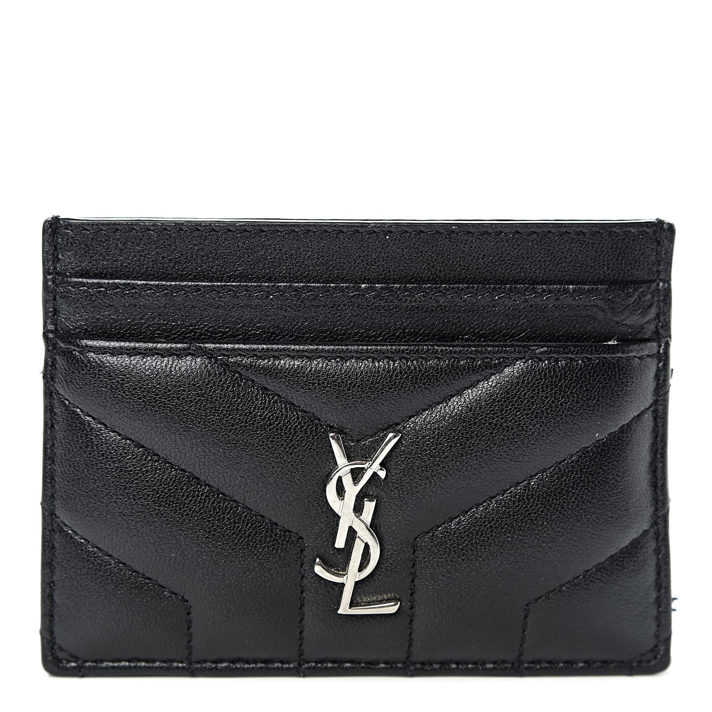 Calfskin Y Quilted Monogram LouLou Credit Card Case Black