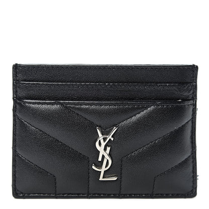 Saint Laurent Calfskin Y Quilted Monogram LouLou Credit Card Case Black 1 of 10