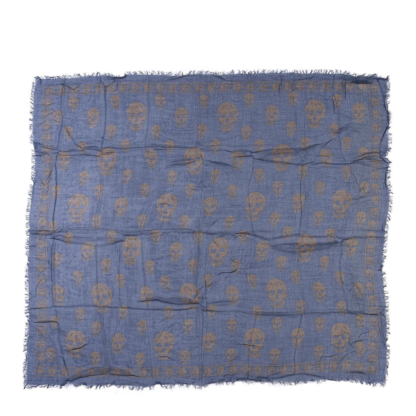 Modal Silk Skull Scarf Blue Khaki