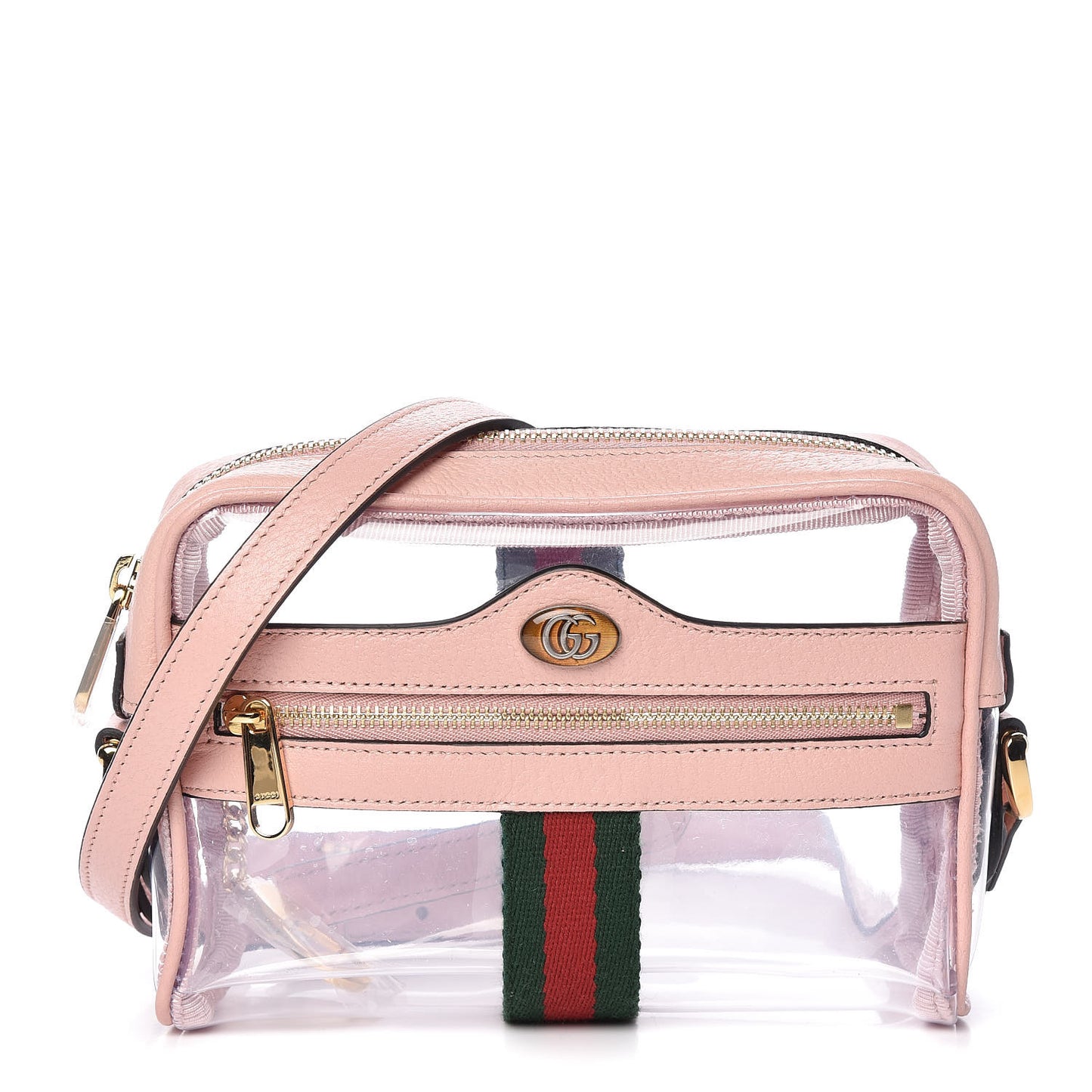 Vinyl Web Mini Ophidia Transparent Shoulder Bag Perfect Pink