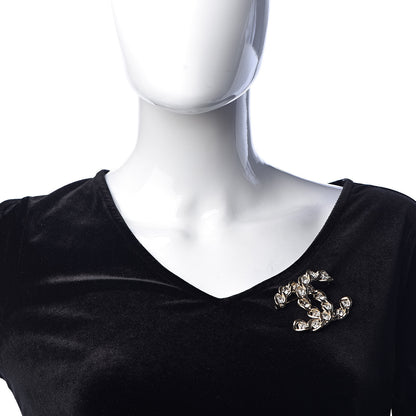 Chanel Crystal Chain CC Brooch Gold 2 of 5