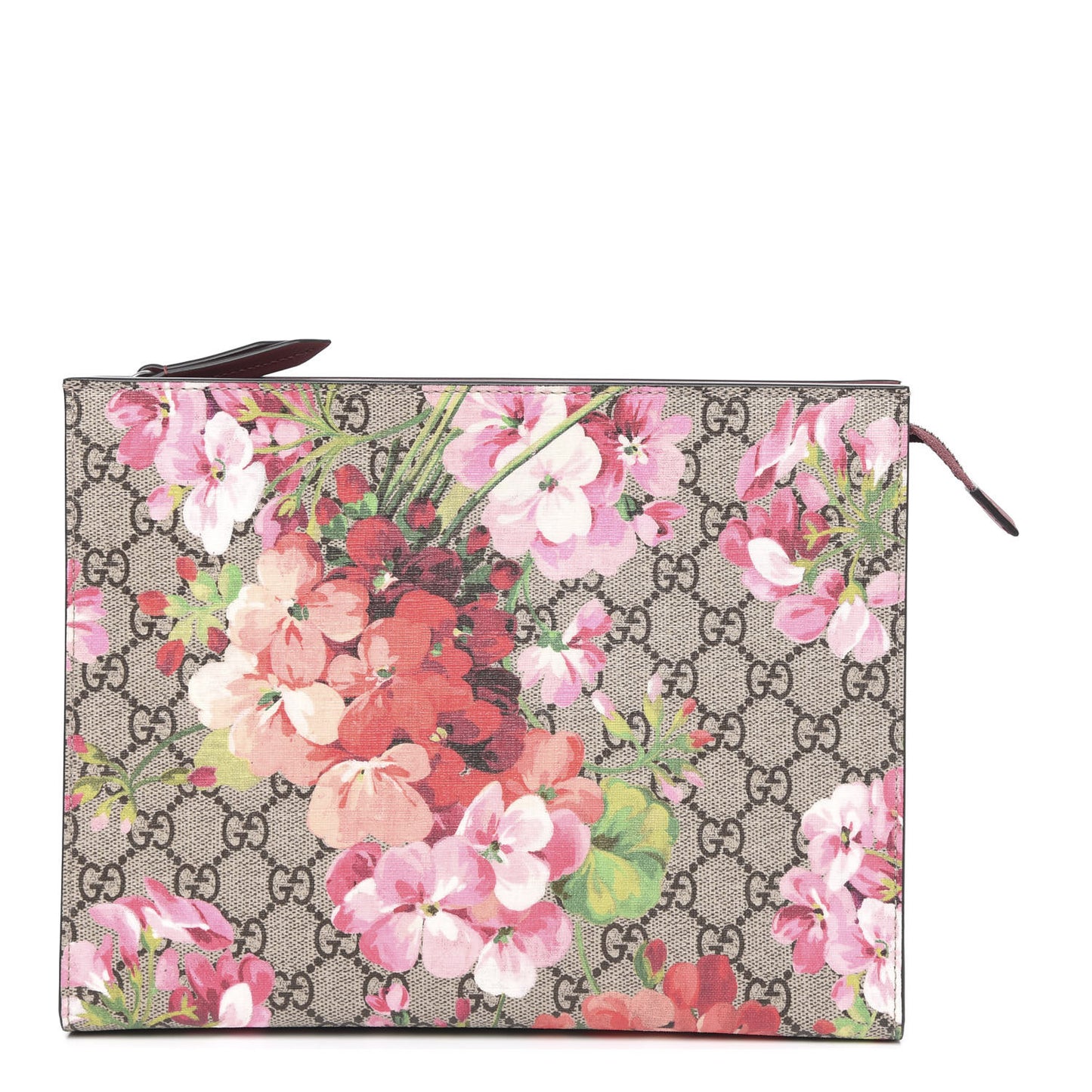 GG Supreme Monogram Blooms Large Cosmetic Case Beige Multicolor Dry Rose