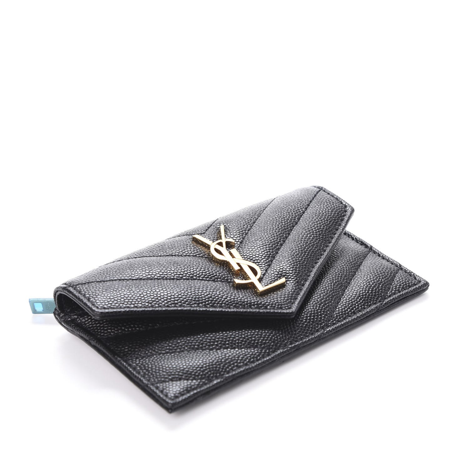 Grain De Poudre Matelasse Chevron Monogram Compact Wallet Black