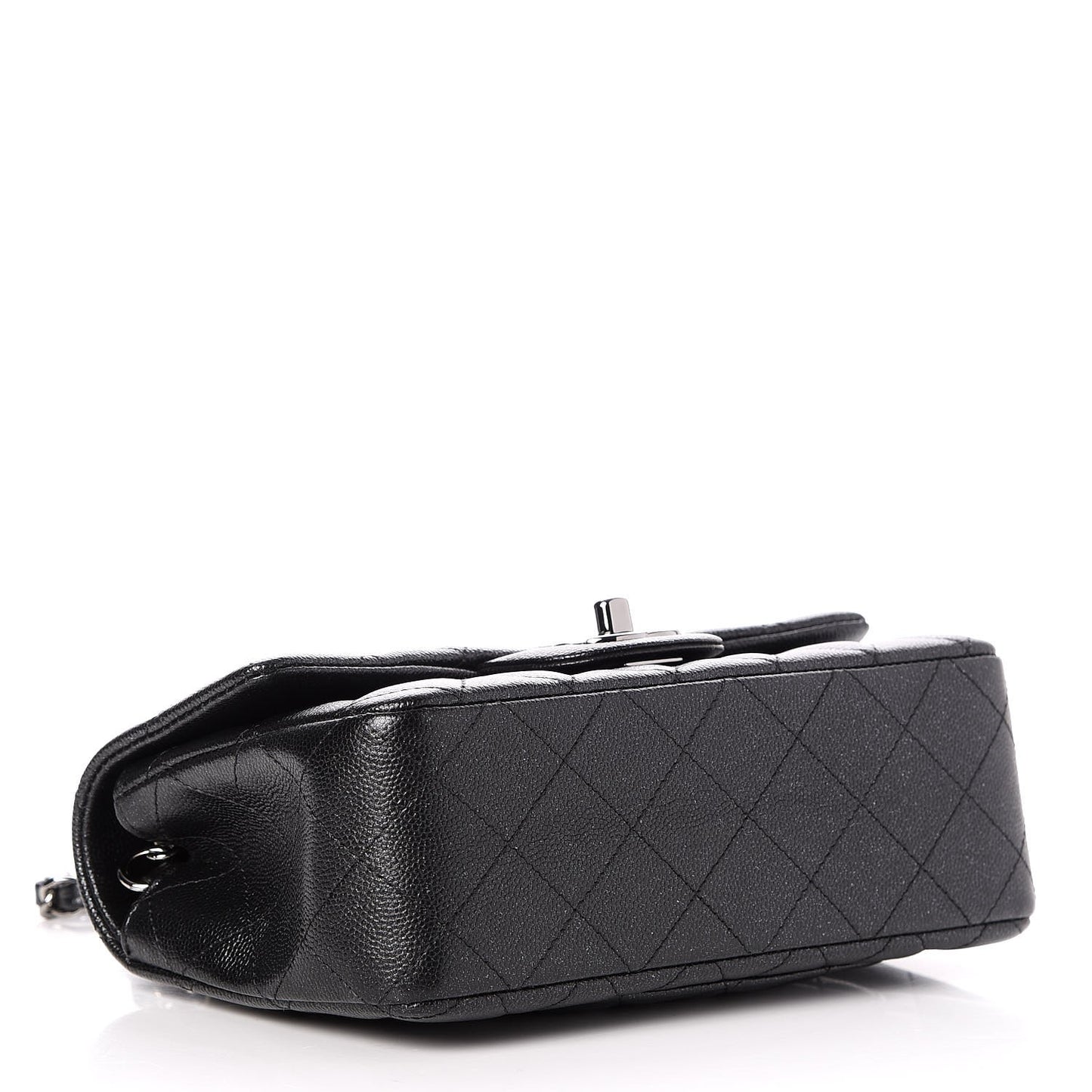 Iridescent Caviar Quilted Mini Rectangular Flap Black