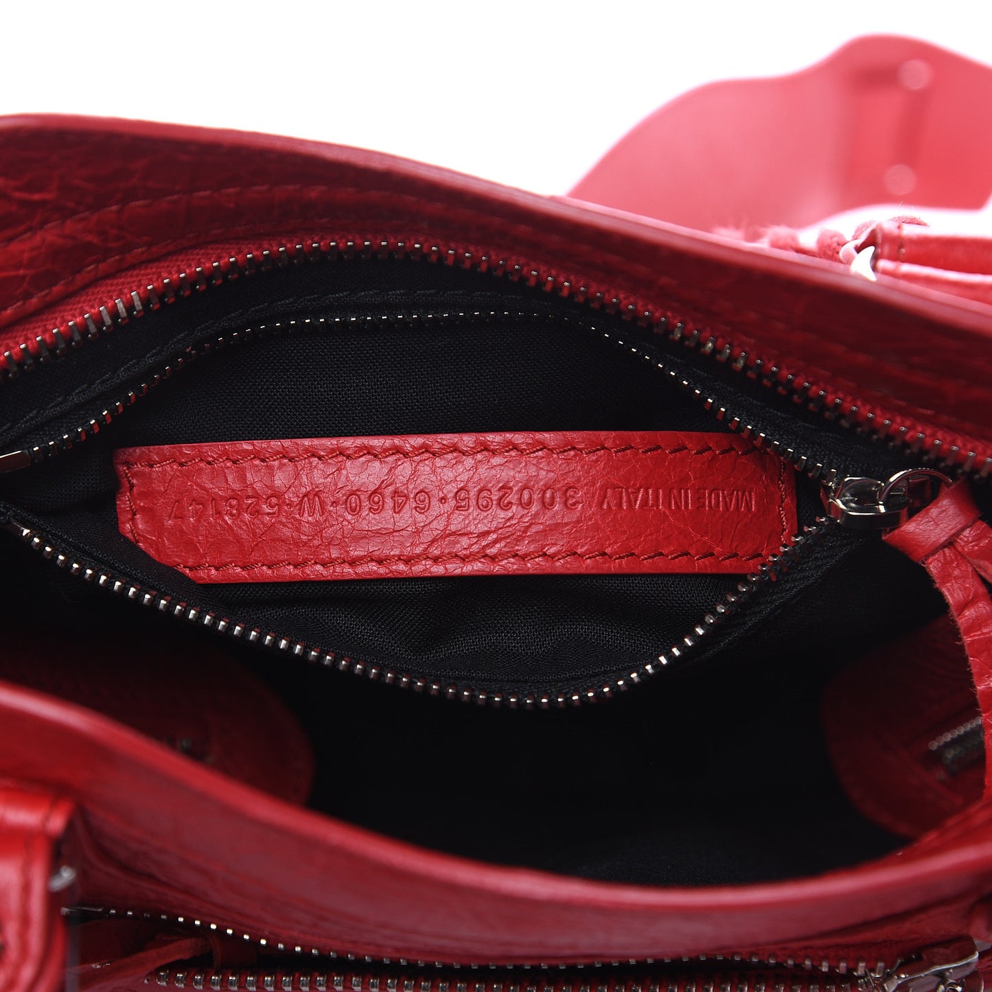 Agneau Classic Silver Hardware Mini City Logo Strap Red Black